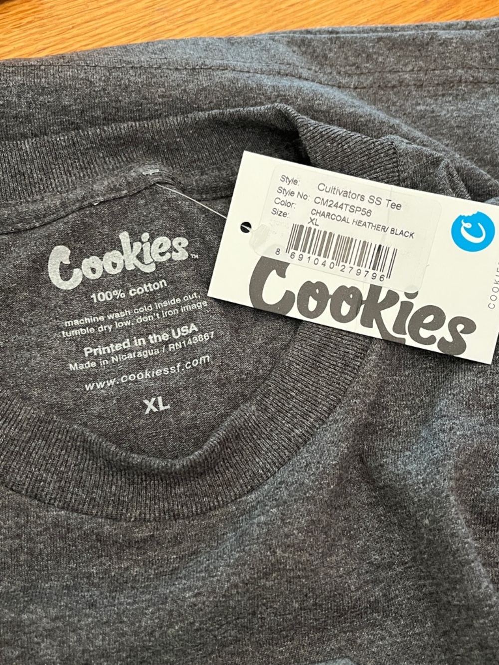 NWT Cookies Cultivators SS Tee in Charcoal Heather / Black - Picture 4 of 5